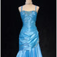 Charming Prom Dress Blue Spaghetti Straps Pleated Mermaid Evening Dress Gala Dress Party Dress   D2906