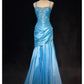 Charming Prom Dress Blue Spaghetti Straps Pleated Mermaid Evening Dress Gala Dress Party Dress   D2906