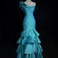 Beauty Prom Dress One Shoulder Pleated Tiered Mermaid Evening Dress Gala Dress Party Dress   D2909