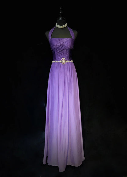 Elegant Prom Dress Halter Gradient Pleated Evening Dress Gala Dress Party Dress   D2910