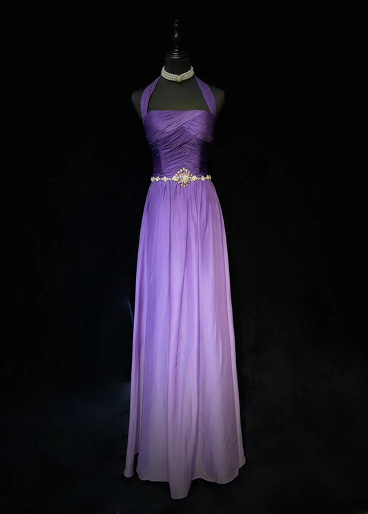 Elegant Prom Dress Halter Gradient Pleated Evening Dress Gala Dress Party Dress   D2910