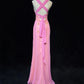 Sweet Prom Dress V-neck Pleated Ruffle Evening Dress Gala Dress    D2913
