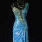 Shiny Prom Dress Asymmetrical Neck Pleated Evening Dress Gala Dress Party Dress    D2915