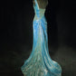 Shiny Prom Dress Asymmetrical Neck Pleated Evening Dress Gala Dress Party Dress    D2915