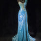 Shiny Prom Dress Asymmetrical Neck Pleated Evening Dress Gala Dress Party Dress    D2915