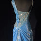 Shiny Prom Dress Asymmetrical Neck Pleated Evening Dress Gala Dress Party Dress    D2915