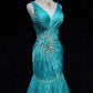 Stunning Prom Dresses V-neck Pleated Mermaid Evening Dress Gala Dress   D2916
