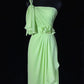 Elegant Prom Dresses One Shoulder Pleated Slit Evening Dress Gala Dress   D2917