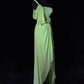 Elegant Prom Dresses One Shoulder Pleated Slit Evening Dress Gala Dress   D2917