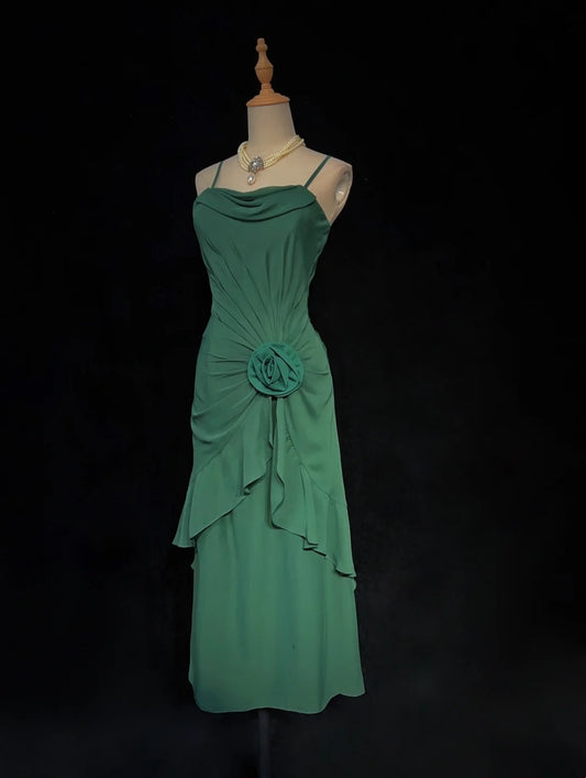Charming Prom Dresses Spaghetti Straps Pleated Ruffle Evening Dress Gala Dress   D2918