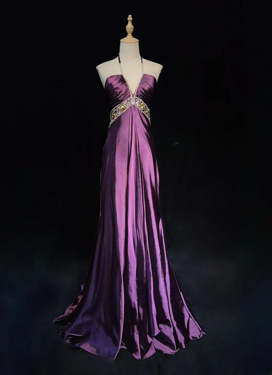 Gorgeous Prom Dresses Halter Crystal Pleated Evening Dress Gala Dress   D2919