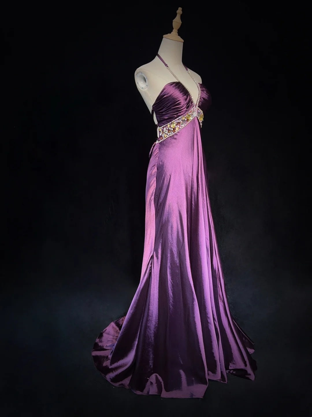 Gorgeous Prom Dresses Halter Crystal Pleated Evening Dress Gala Dress   D2919