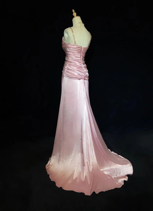 Sexy Pink Prom Dresses Spaghetti Straps Pleated Evening Dress Gala Dress Cocktail Dress   D2920