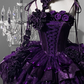 Stunning Homecoming Dress Dark Purple Spaghetti Straps Flower Tiered Short Prom Dress Birthday Party Dress    D2923