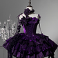 Stunning Homecoming Dress Dark Purple Spaghetti Straps Flower Tiered Short Prom Dress Birthday Party Dress    D2923