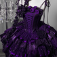 Stunning Homecoming Dress Dark Purple Spaghetti Straps Flower Tiered Short Prom Dress Birthday Party Dress    D2923