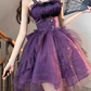 Stunning Homecoming Dress Purple Spaghetti Straps Ruffle Tulle Birthday Party Dress Short Prom Dress Cocktail Dress   D2928
