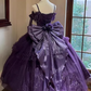 Beauty Prom Dress Purple Spaghetti Straps Pleated Tulle Ball Gown Evening Dress Quinceanera Dress  D2930
