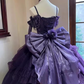 Beauty Prom Dress Purple Spaghetti Straps Pleated Tulle Ball Gown Evening Dress Quinceanera Dress  D2930