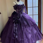 Beauty Prom Dress Purple Spaghetti Straps Pleated Tulle Ball Gown Evening Dress Quinceanera Dress  D2930