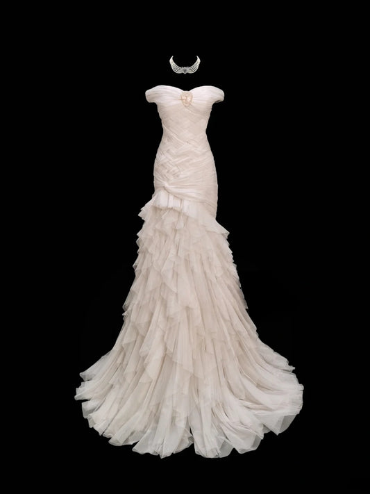 Elegant Prom Dress Off Shoulder Pleated Mermaid Evening Dress Gala Dress  D2830