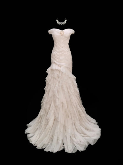 Elegant Prom Dress Off Shoulder Pleated Mermaid Evening Dress Gala Dress  D2830