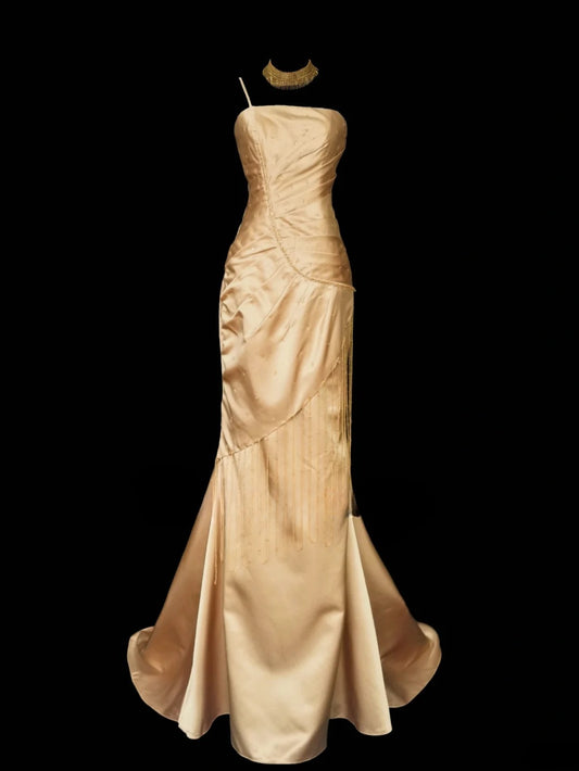 Elegant Prom Dress One Shoulder Pleated Mermaid Gala Dress Evening Dress   D2831