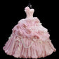 Sweet Prom Dress Strapless Pleated Ball Gown Quinceanera Dress Evening Dress    D2833