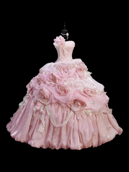 Sweet Prom Dress Strapless Pleated Ball Gown Quinceanera Dress Evening Dress    D2833