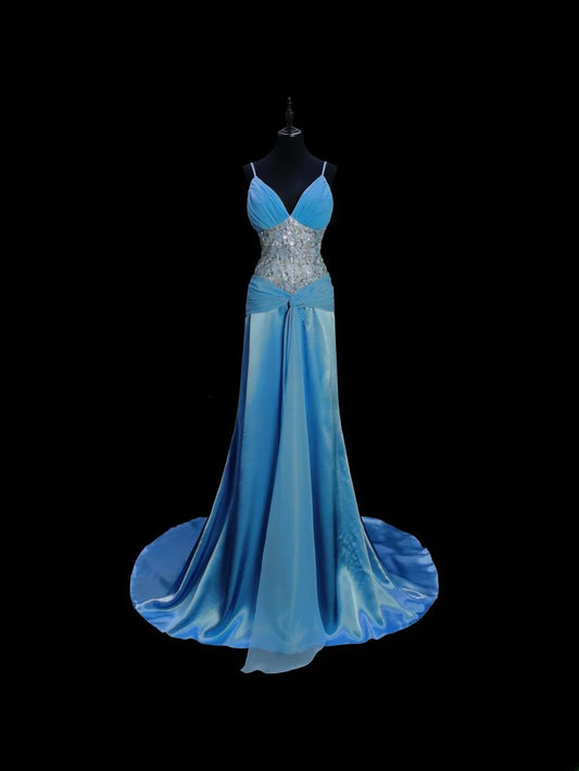 Gorgeous Prom Dress V-neck Pleated Mermaid Gala Dress Evening Dress     D2834