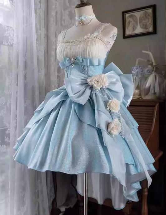 Sweet Short Prom Dress Spaghetti Straps Pleated Homecoming Dress Princess Dress Birthday Party Dress D2936