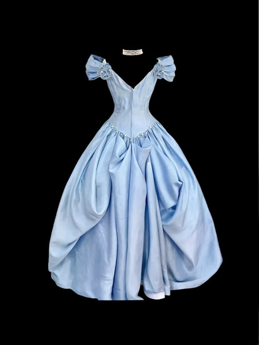 Beauty Prom Dress V-neck Pleated Ball Gown Sweet 16 Dress Evening Dress       D2836