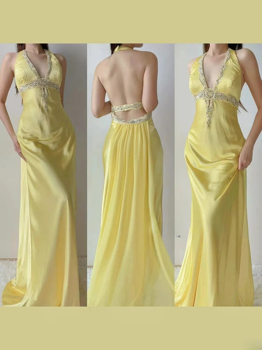 Sexy Prom Dress Halter Beading Gala Dress Evening Dress     D2837