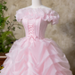 Sweet Prom Dress Pink Off Shoulder Ruffle Pleated Ball Gown Quinceanera Dress Princess Dresses  D2938