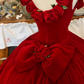Cute Prom Dress Red Crew Neck Ruffle Pleated Ball Gown Quinceanera Dress Princess Dresses  D2939