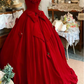 Cute Prom Dress Red Crew Neck Ruffle Pleated Ball Gown Quinceanera Dress Princess Dresses  D2939