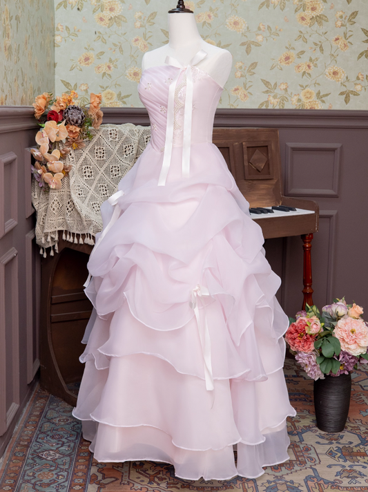 Cute Prom Dress Strapless Pleated Ball Gown Sweet 16 Dress Princess Dresses Evening Dress  D2940