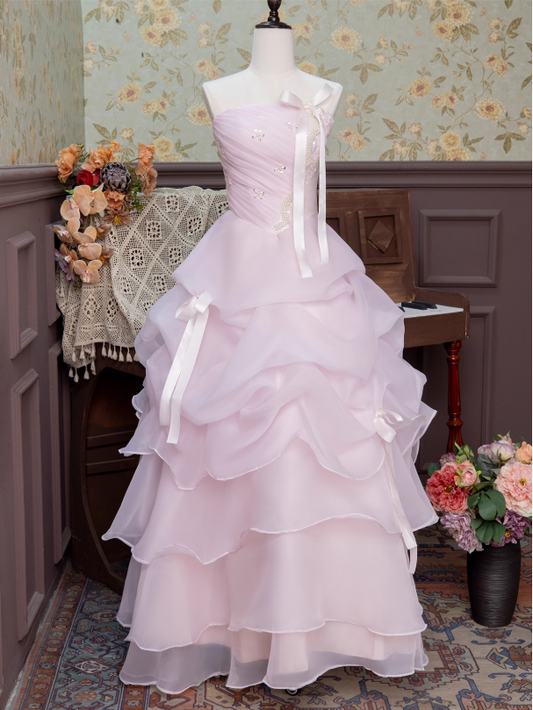 Cute Prom Dress Strapless Pleated Ball Gown Sweet 16 Dress Princess Dresses Evening Dress  D2940