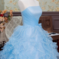 Sweet Prom Dress Strapless Pleated Ruffle Ball Gown Sweet 16 Dress Evening Dress  D2941