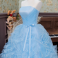 Sweet Prom Dress Strapless Pleated Ruffle Ball Gown Sweet 16 Dress Evening Dress  D2941