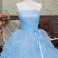 Sweet Prom Dress Strapless Pleated Ruffle Ball Gown Sweet 16 Dress Evening Dress  D2941