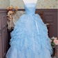 Sweet Prom Dress Strapless Pleated Ruffle Ball Gown Sweet 16 Dress Evening Dress  D2941