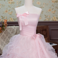Cute Prom Dress Pink Strapless Pleated Ruffle Ball Gown 16th Dress Evening Dress  D2942