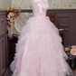 Cute Prom Dress Pink Strapless Pleated Ruffle Ball Gown 16th Dress Evening Dress  D2942