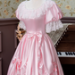 Stunning Prom Dress Pink Square Neck Pleated Lace Evening Dress16th Dress   D2943