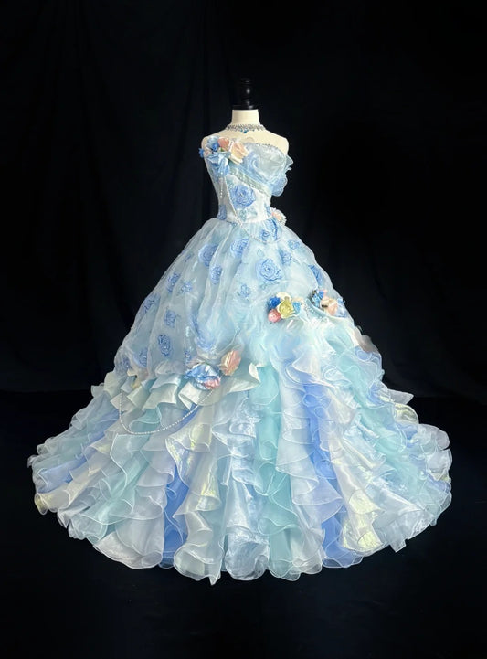 Stunning Prom Dress Strapless Ruffle Ball Gown 16th Dress Evening Dress  D2843