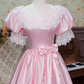 Stunning Prom Dress Pink Square Neck Pleated Lace Evening Dress16th Dress   D2943