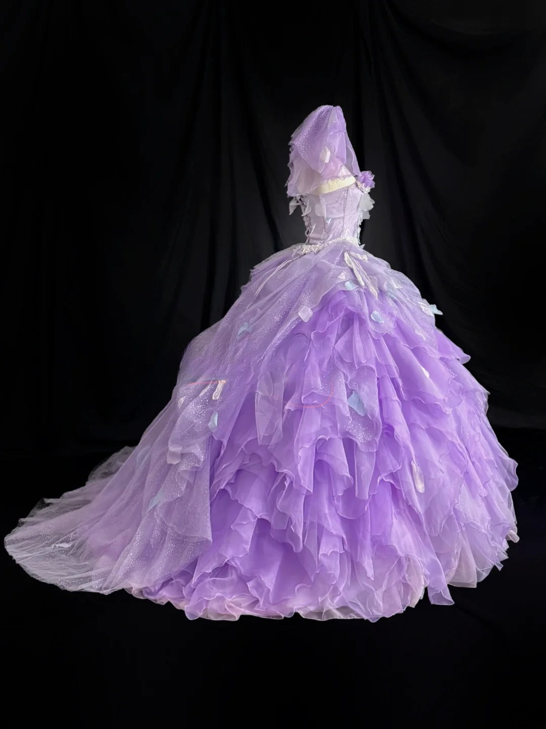 Charming Prom Dress Strapless Ruffle Tulle Ball Gown Evening Dress 16th Dress  D2845