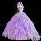 Charming Prom Dress Strapless Ruffle Tulle Ball Gown Evening Dress 16th Dress  D2845