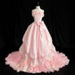 Cute Prom Dress Strapless Ruffle Pearl Ball Gown Evening Dress 16th Dress  D2846